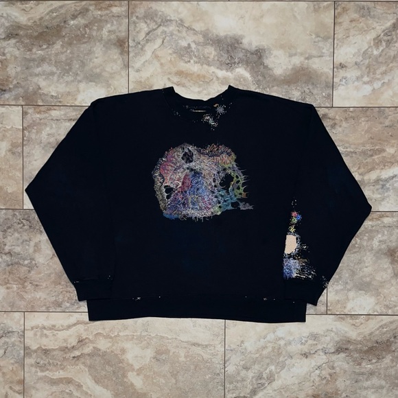 1 of 1 SSN Songsamnoung Hand-Embroidered Boro Black Sweater Size Large